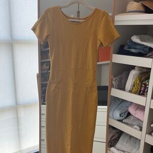 Unique Vintage Mustard Midi Dress